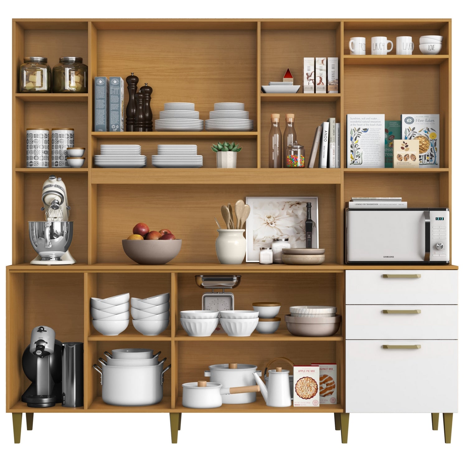 Kit Cozinha Mega 2,08 m Cinamomo/Branco – ARAMÓVEIS