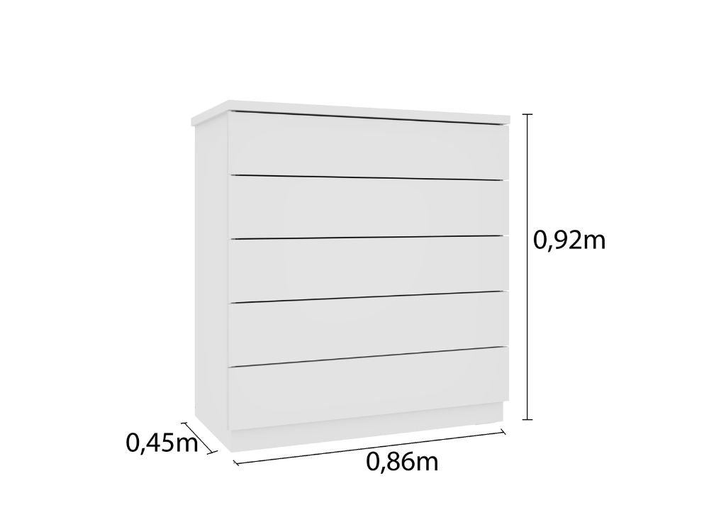 Cômoda Premium 5 Gavetas – Branco - Móveis furniture