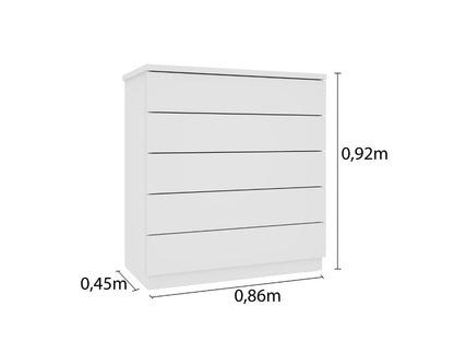 Cômoda Premium 5 Gavetas – Branco - Móveis furniture