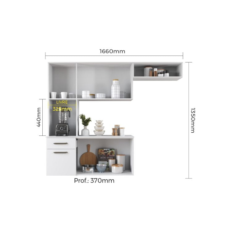 Cozinha Suspensa Gisele Pop Plus 5P2G2N Branco Moveis Parana