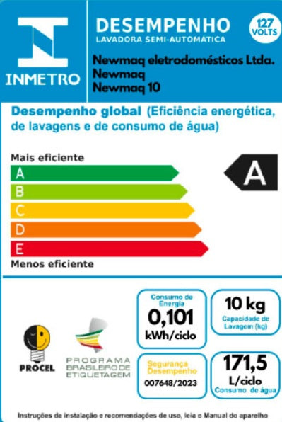 Tanquinho Semiautomático Newmaq 10 Kg Branco – NEWMAQ