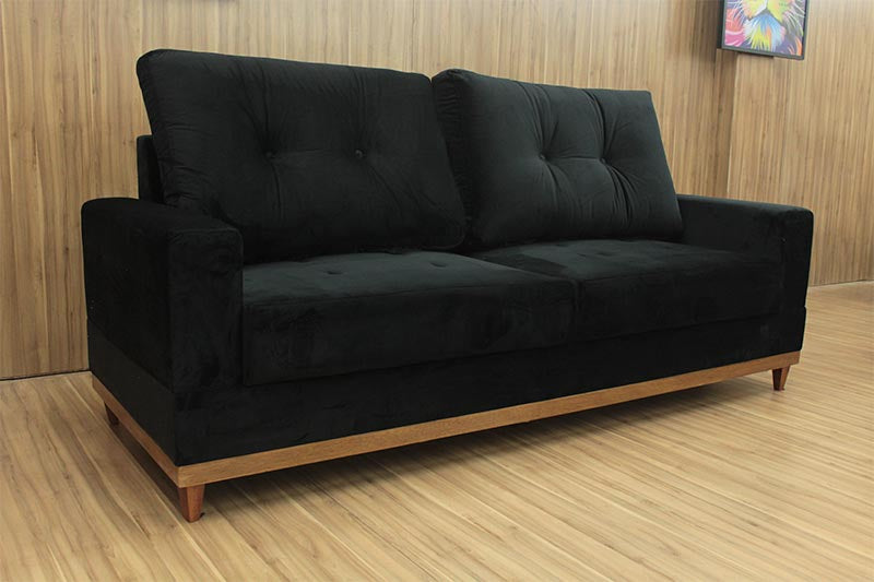 Sofá 3 Lugares Living 2,15 m Preto 504 Milena - Móveis furniture