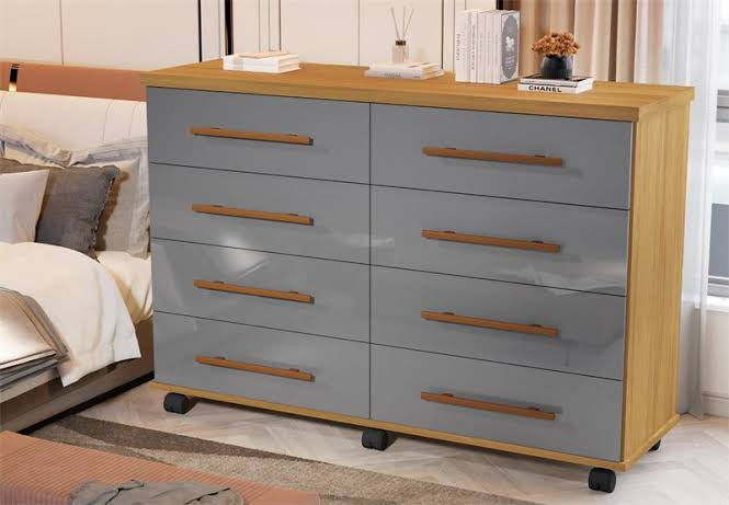 Comoda Jade 8G Cinza.Mel - Móveis furniture