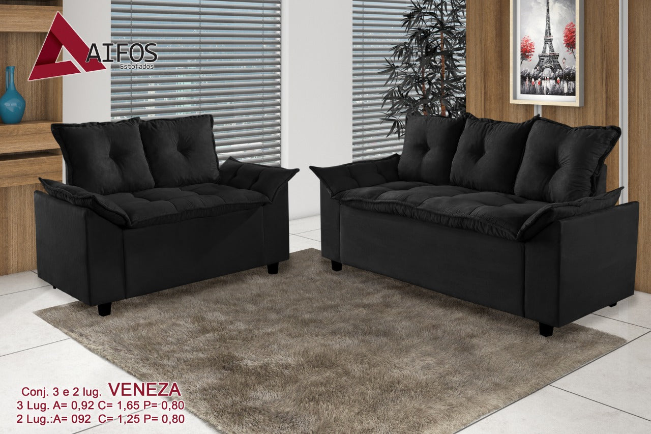 Conj Estofado Veneza 2x3Lgs Suede - Móveis furniture