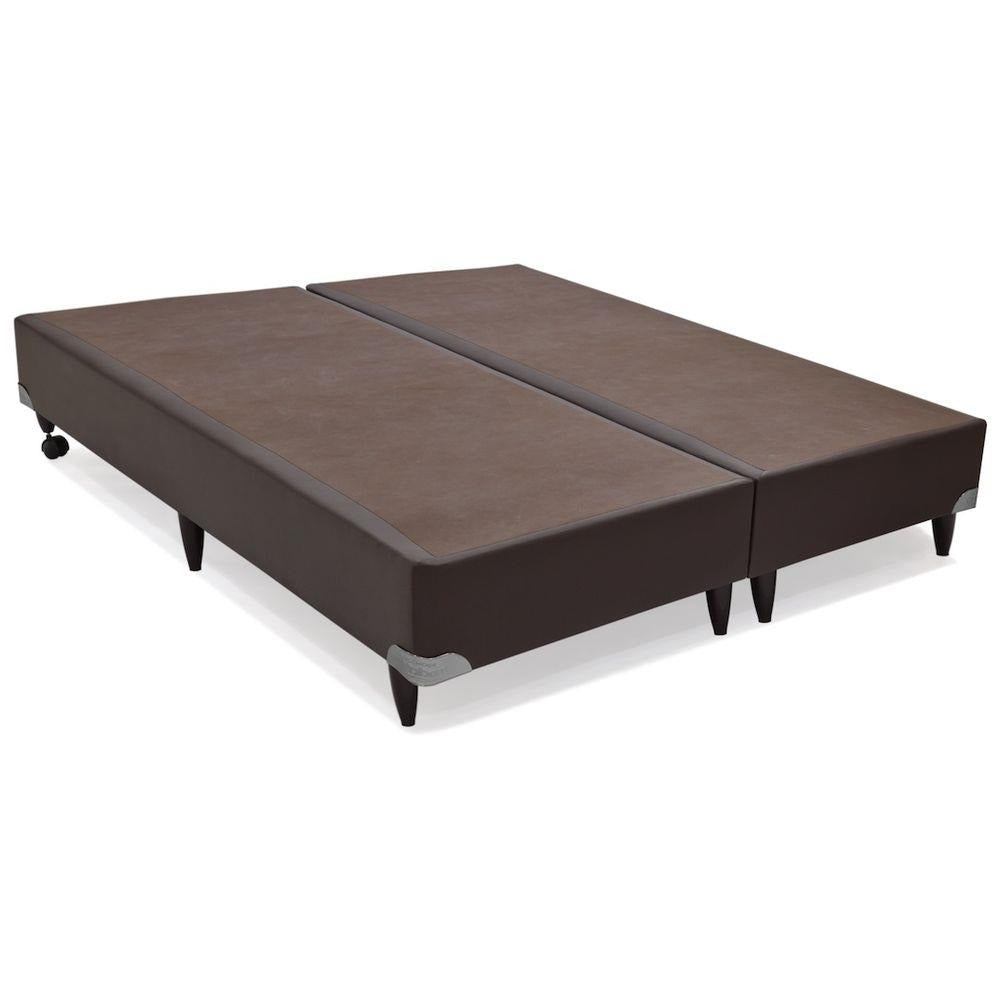 Base King Bipartida, em Corino ,Branco , preto e marrom - Móveis furniture