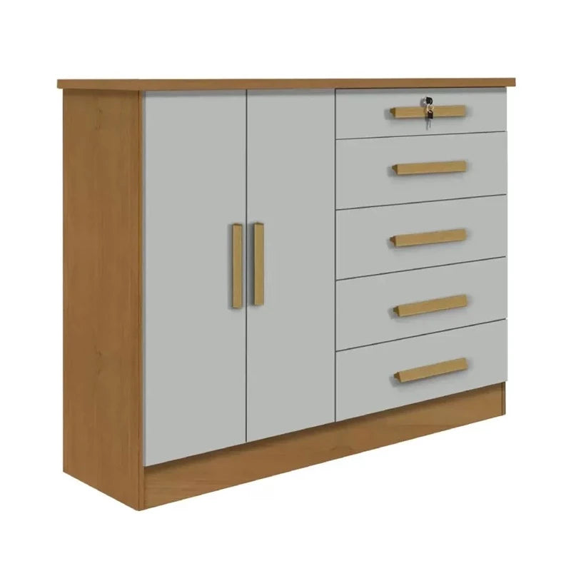 Cômoda 5 Gavetas 2 Portas New Athos - Móveis furniture