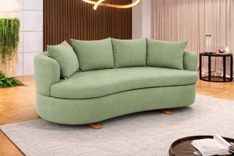 Sofa Living Organic M-204 3 Lugares 2,00m - Tecido Sarja Verde B485 Martins Estofados