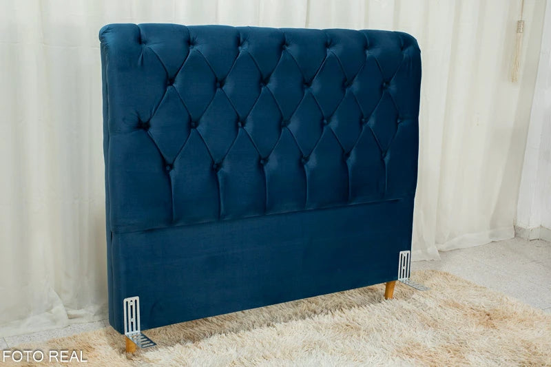 Cabeceira Casal Lavínia Sued Azul Largura 1.40m - Móveis furniture