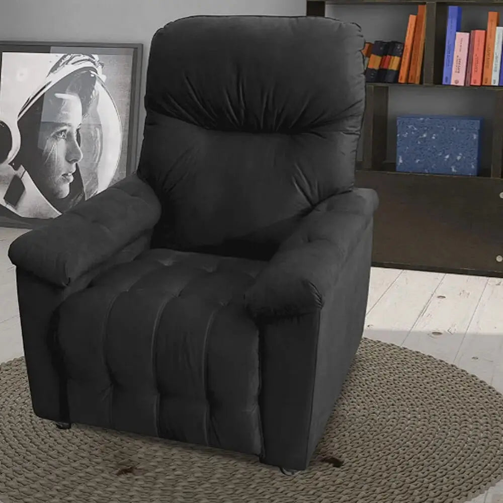 Poltrona Virtus Reclinável Tecido Veludo Matrix PRETO