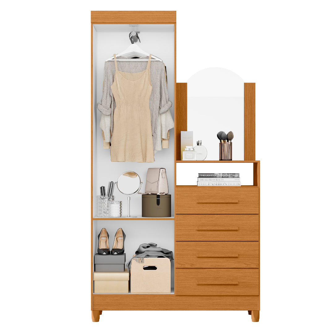 Cômoda Capri 4 Gavetas 2 Portas com Espelho Albatroz - Móveis furniture