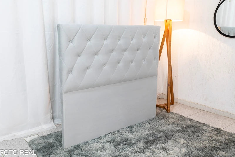 Cabeceira Casal Rio Veludinho Prata Largura 1.40m - Móveis furniture
