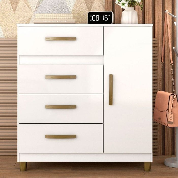 Cômoda 4 Gavetas com Sapateira Leme CO240 Branco – FELLICCI