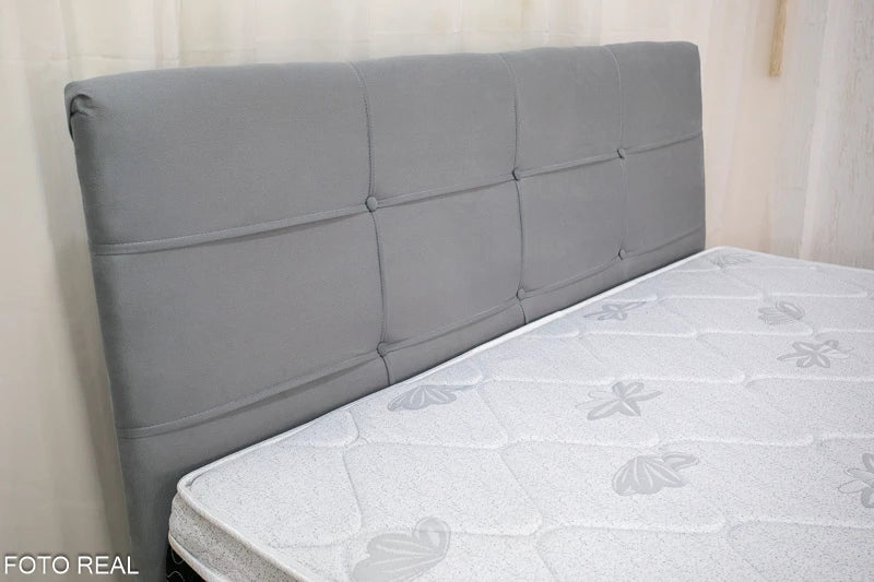 Cabeceira Casal Eslovênia Veludo Cinza 53 Larg. 1.40m - Móveis furniture