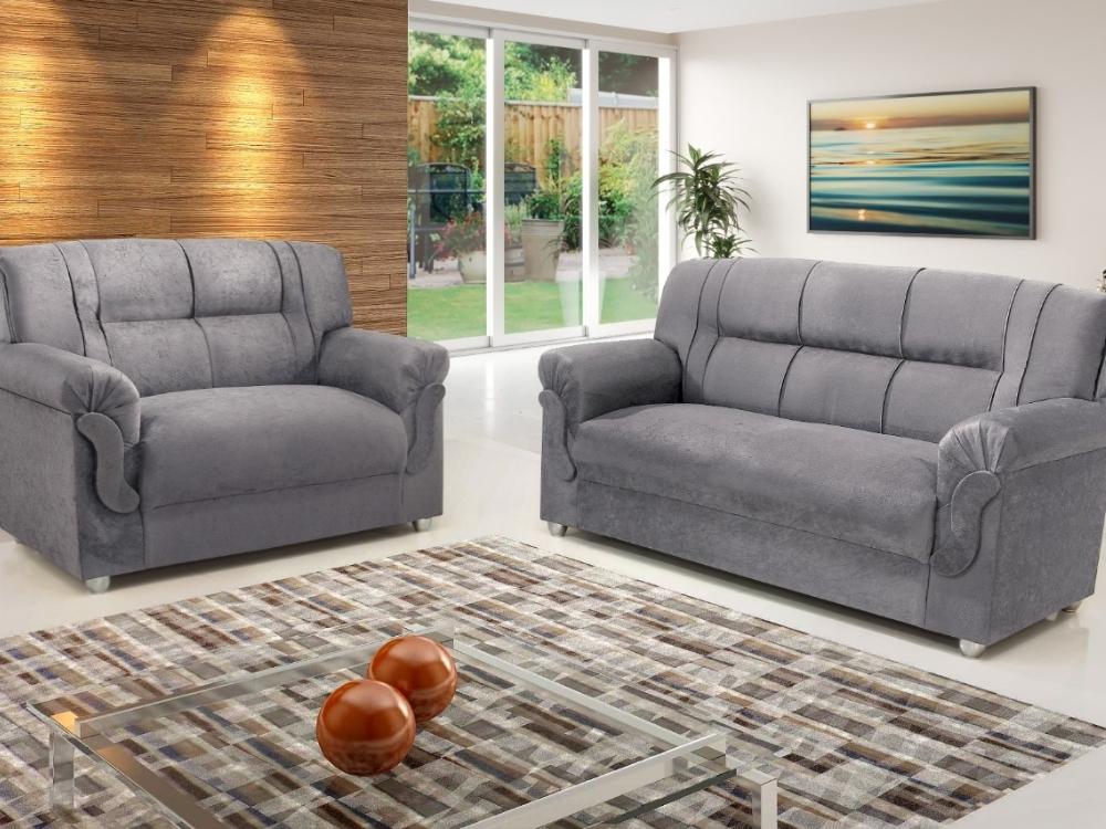 Conjunto de sofá 2 x 3 lugares REF 5014 – Cinza - Móveis furniture