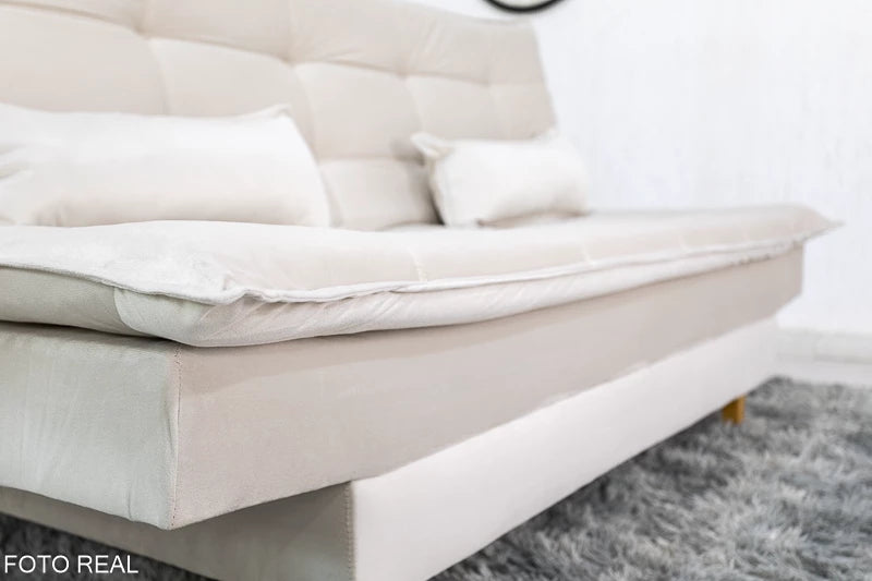 Sofá Cama Premium Veludo Bege 2269 Larg. 1.80m