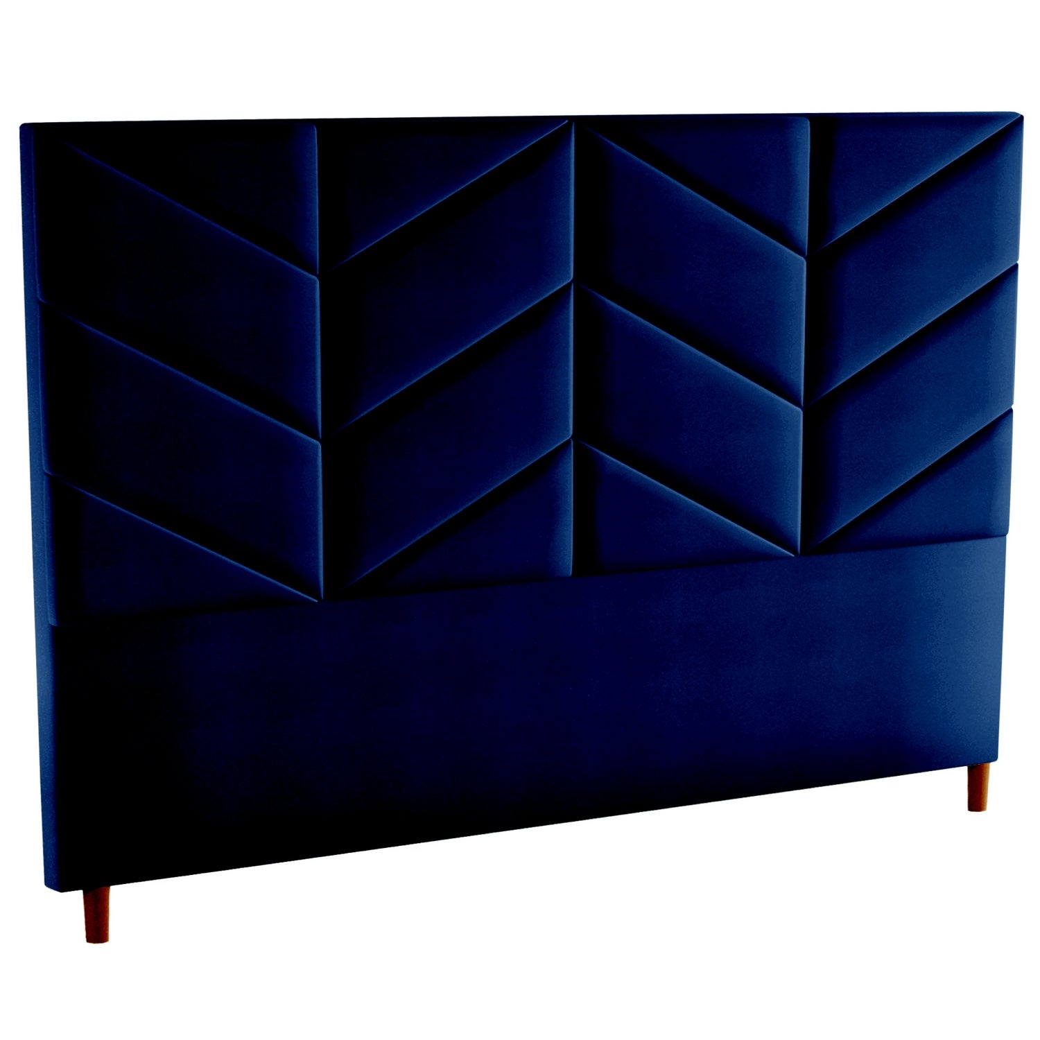 Cabeceira Casal Berlim Veludo Azul B024 – LARMÓVEIS/TREVO ESTOFADOS