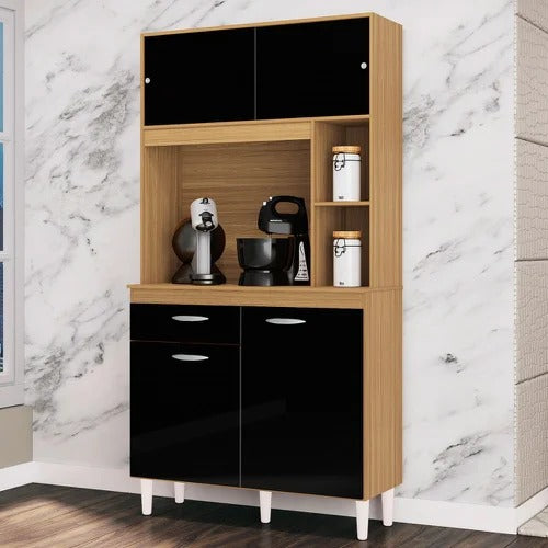 A881.Kit Cozinha Duda 90 4P1G Damasco.Preto - Móveis furniture