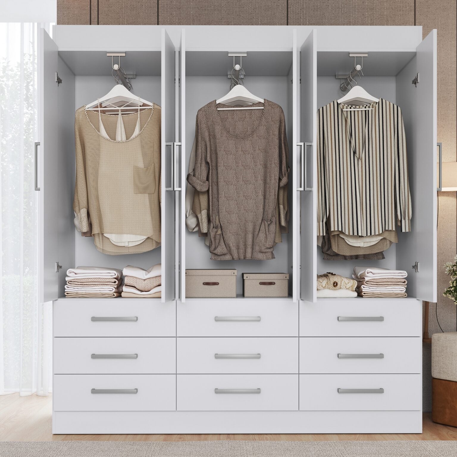 Guarda-Roupa 6 Portas Milão 1,50 m Branco – MÓVEIS CADORIN