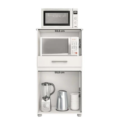 Armario Multiuso Havana New Cozinha com 2 Portas e 1 Gaveta Branco Branco