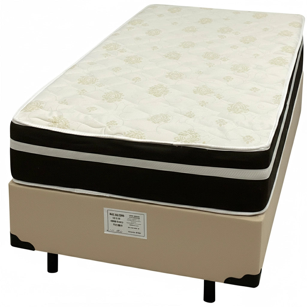 Base em Veludo com Colchão Bio Classic Solteiro com Molas Ensacadas 67x188x88cm Bio Flex