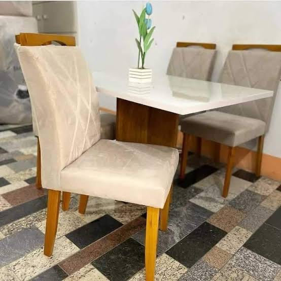 Mesa de Jantar Los Angeles 0.90×0.90 Com 4 Cadeiras Califórnia – BEJE - Móveis furniture