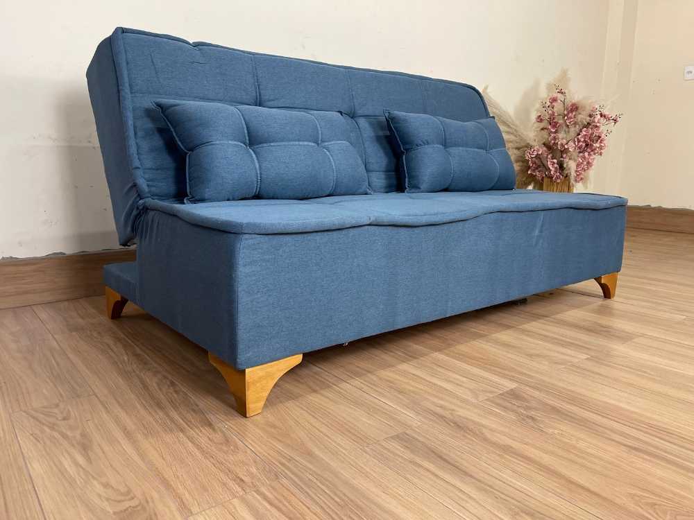 Sofá Cama Zayn 1.86m – Linho Azul
