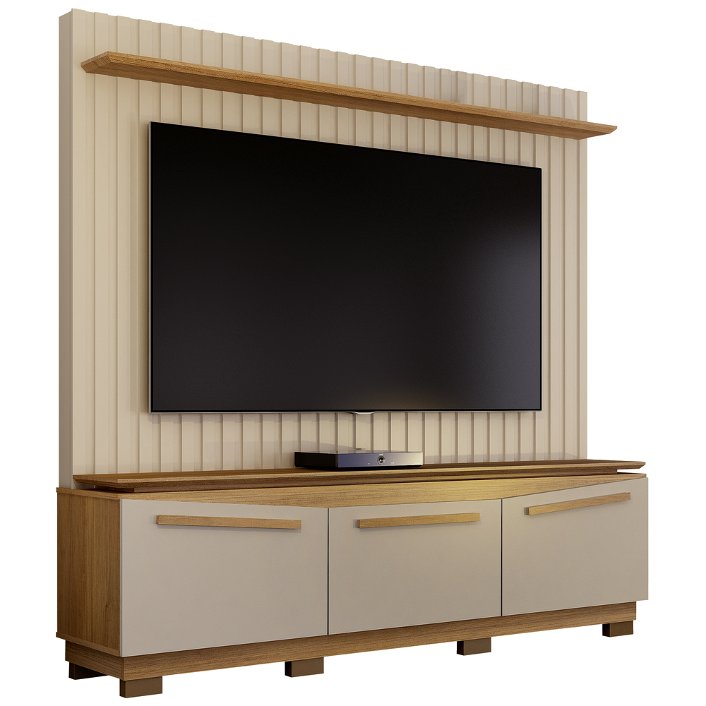 Home Theater até 75″ Montreal Off White/Cinamono – VALDEMÓVEIS
