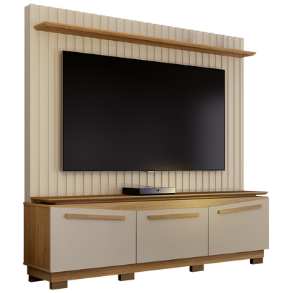 Home Theater até 75″ Montreal Off White/Cinamono – VALDEMÓVEIS