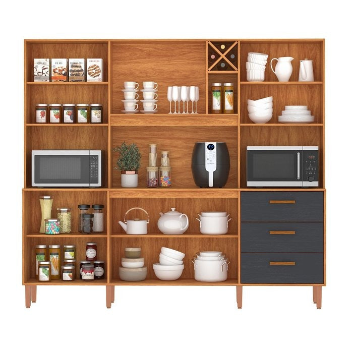 Kit Cozinha Modena CM730 2,18 m Cinamomo/Grafite – FELLICCI