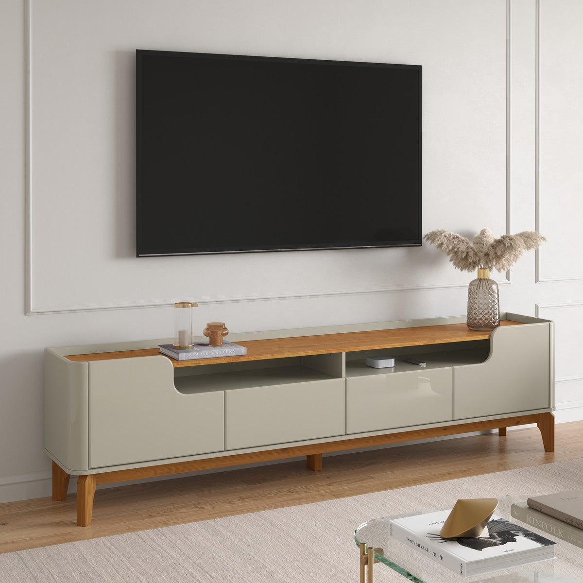 Rack até 75″ Flip 2.2 Cinamono/Off White – PATRIMAR - Móveis furniture