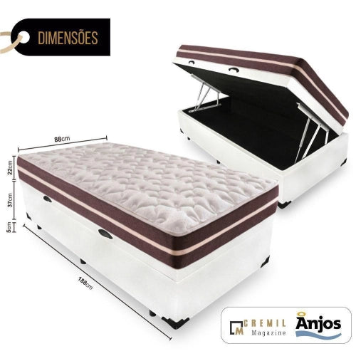 Cama Box Com Baú Solteiro + Colchão De Molas – Anjos – Classic Superlastic - Móveis furniture