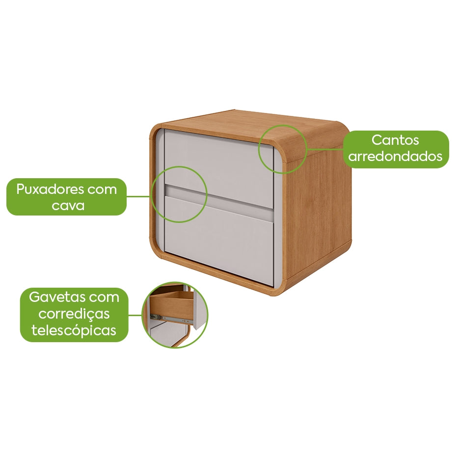 Mesa de Cabeceira Loop Amêndoa Clean/Off White – LOPAS