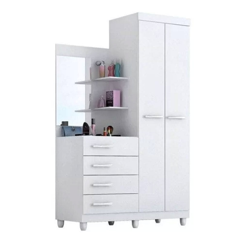 Roupeiro Melissa 2 portas Branco/Rosa/Azul/Lilás Com Espelho Flex ACP Móveis