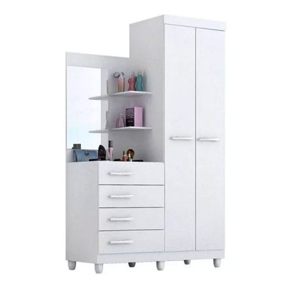 Roupeiro Melissa 2 portas Branco/Rosa/Azul/Lilás Com Espelho Flex ACP Móveis