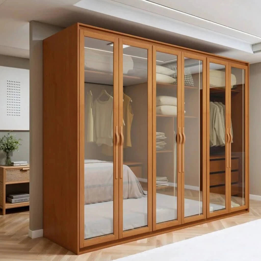 Guarda Roupa Suavita Glass Casal com Led 6 Portas 6 Gavetas Lopas