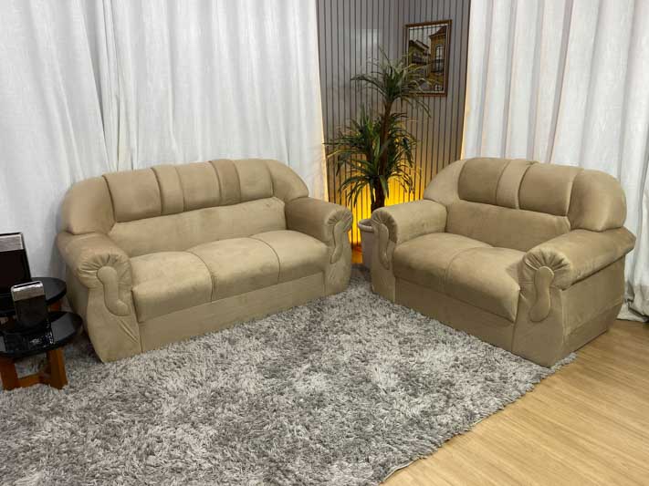Sofá 2 e 3 Lugares Bege AL  Corsa