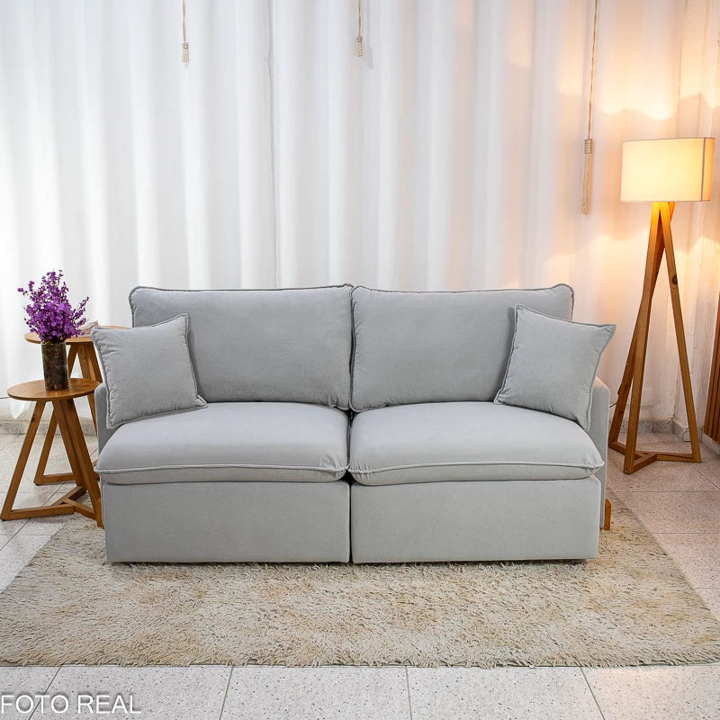 Sofá Retrátil Luma 2.00m Veludo Premium Cinza 36 - Sem Caixa