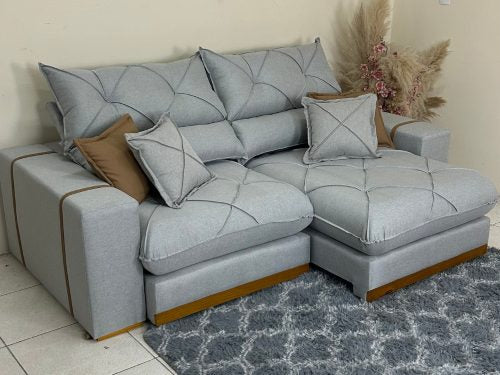 Sofá Retrátil e Reclinável Gran Bello 2.00m – Cinza Linho