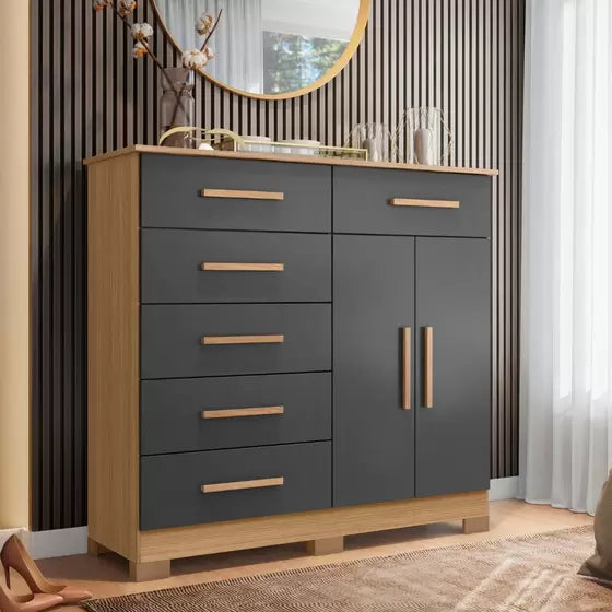 Cômoda Xangai 2 Portas 6 Gavetas Albatroz - Móveis furniture