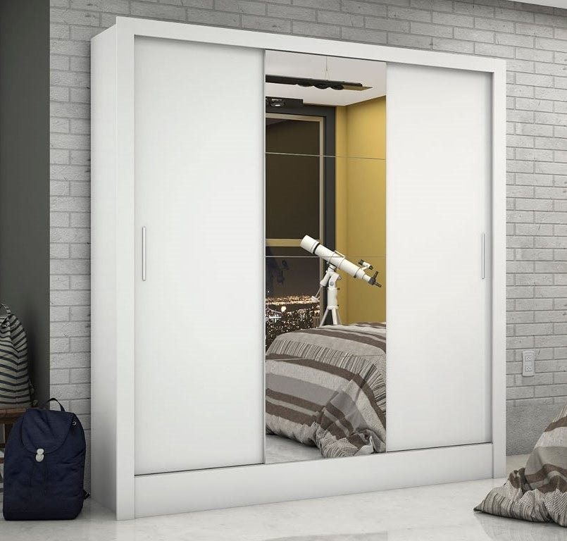 Guarda-Roupa Dubai/Santiago Plus(1 Porta espelhada) 1,79 m Branco – CARIOCA MÓVEIS - Móveis furniture
