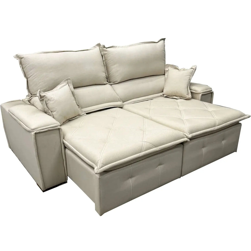 Sofá Vicam 028 em Linho Retrátil e Reclinável 4 Lugares 230cm BEJE