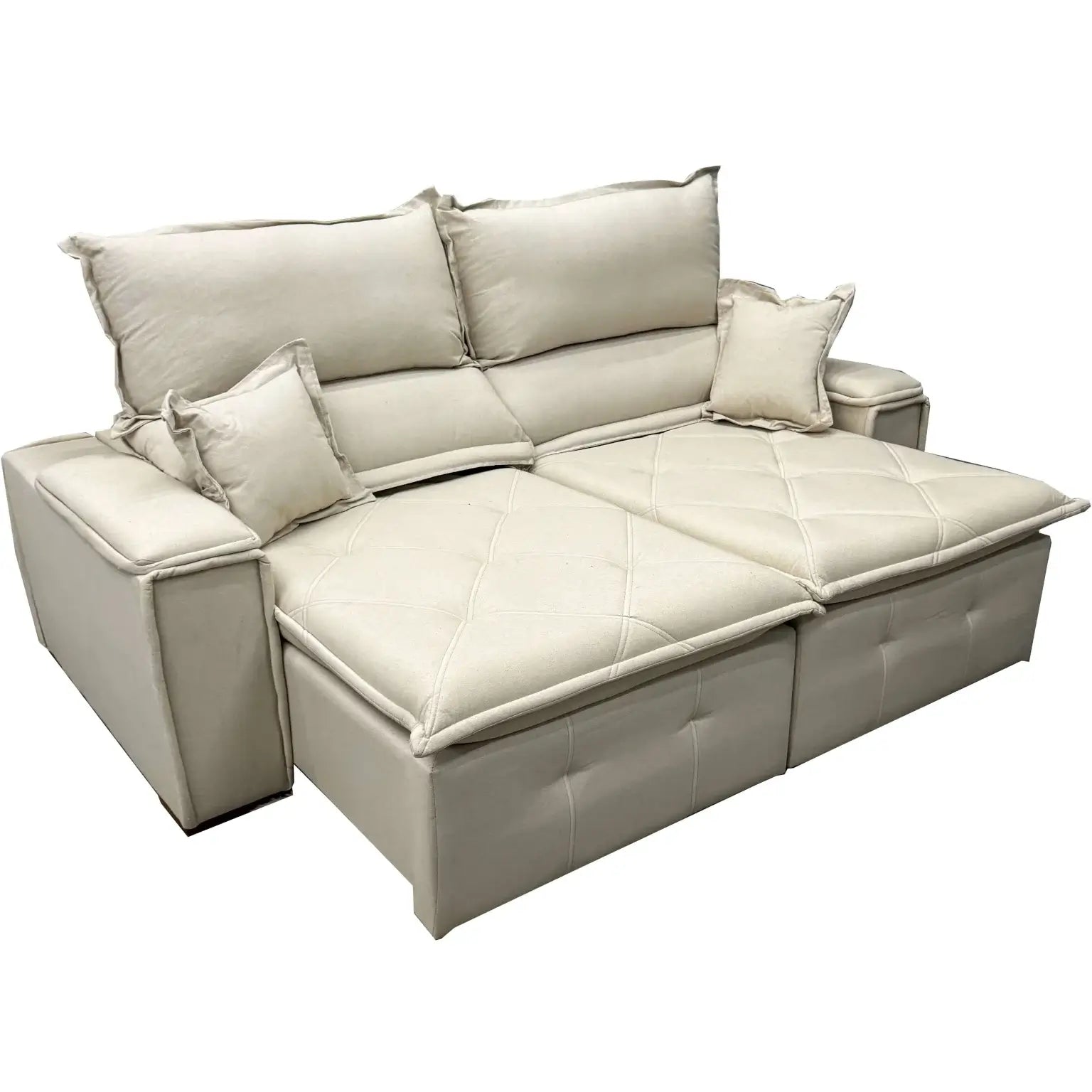 Sofá Vicam 028 em Linho Retrátil e Reclinável 4 Lugares 230cm BEJE