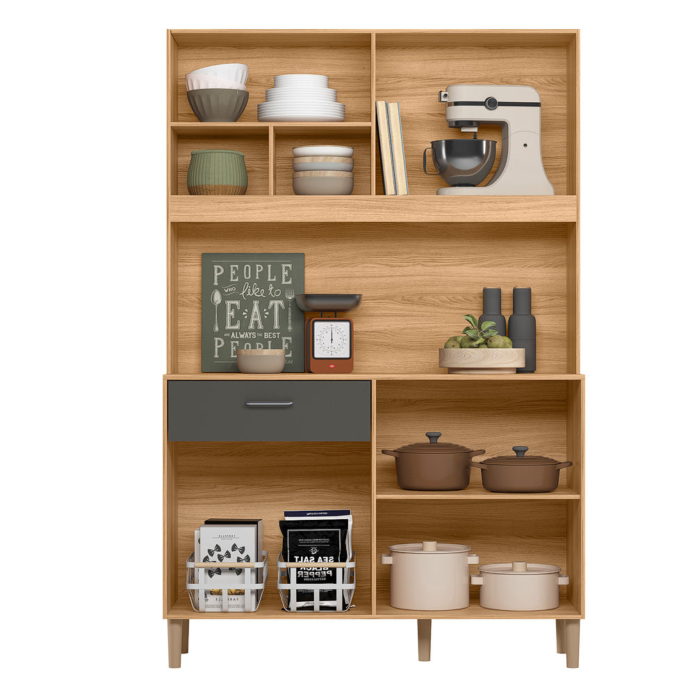 Kit De Cozinha 120 Cm 6 Portas 1 Gaveta Freijó/Chumbo Nicioli Erva Doce - Móveis furniture