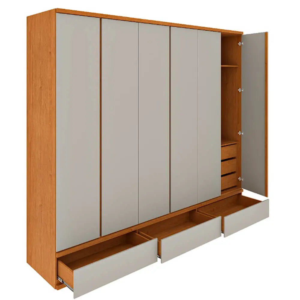 Guarda Roupa Esparta Casal 6 Portas 9 Gavetas cinamomo off Tcil