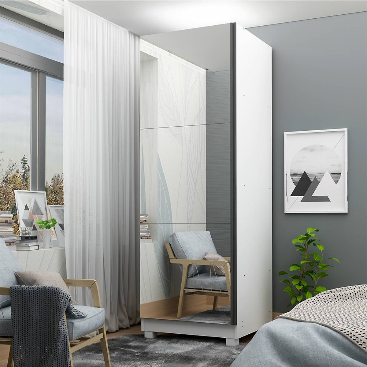 Sapateira Gold 1P com Espelho Branco Gelius - Móveis furniture