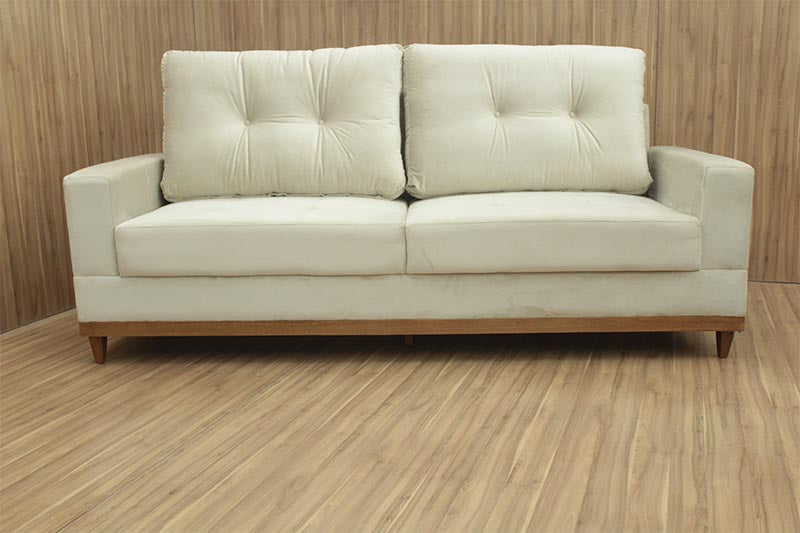 Sofá 3 Lugares Living 2,15 m Bege Milena - Móveis furniture