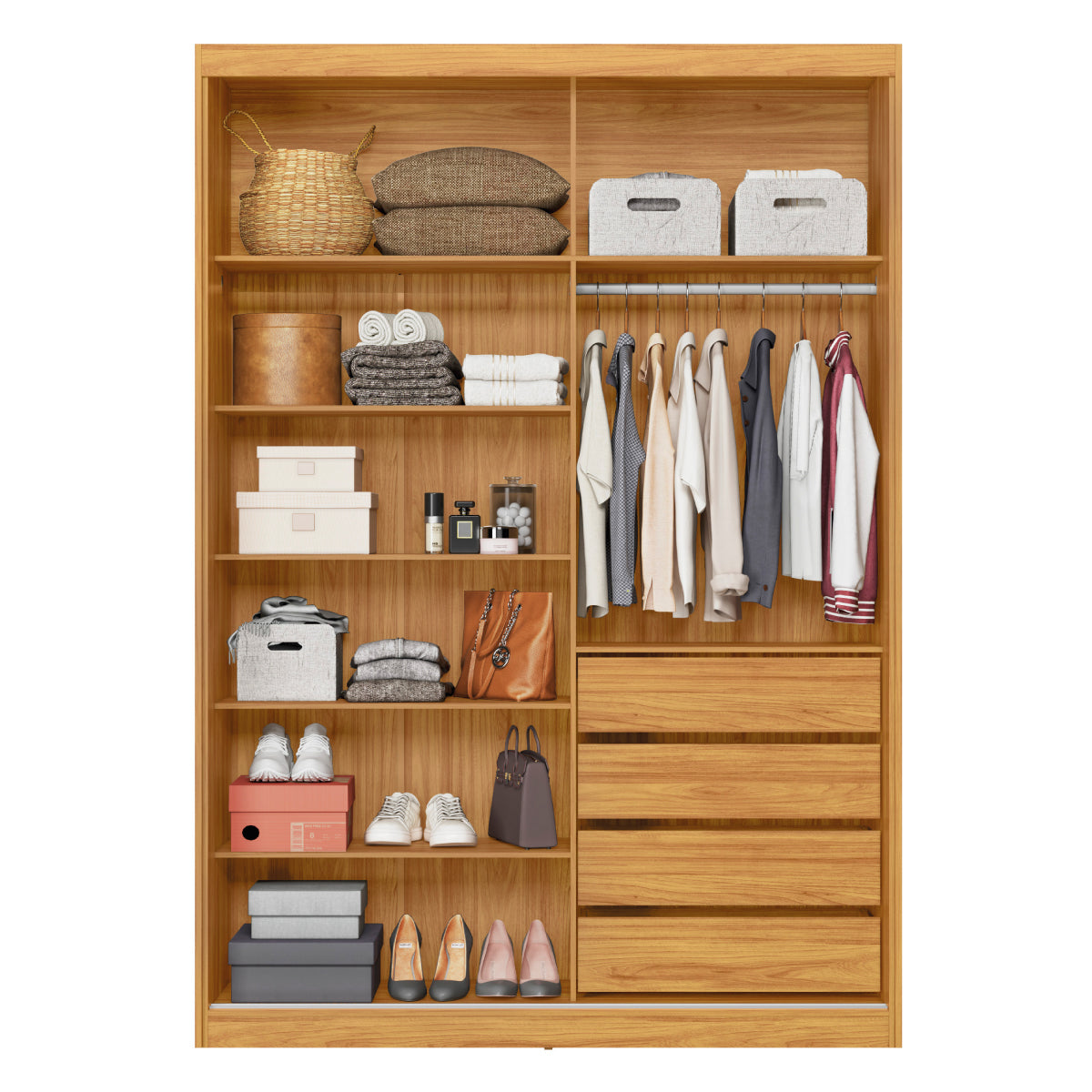 Guarda-Roupa 2 Portas Riva 1,535 m Cinamon/Off White/Cinamon – DEMÓBILE