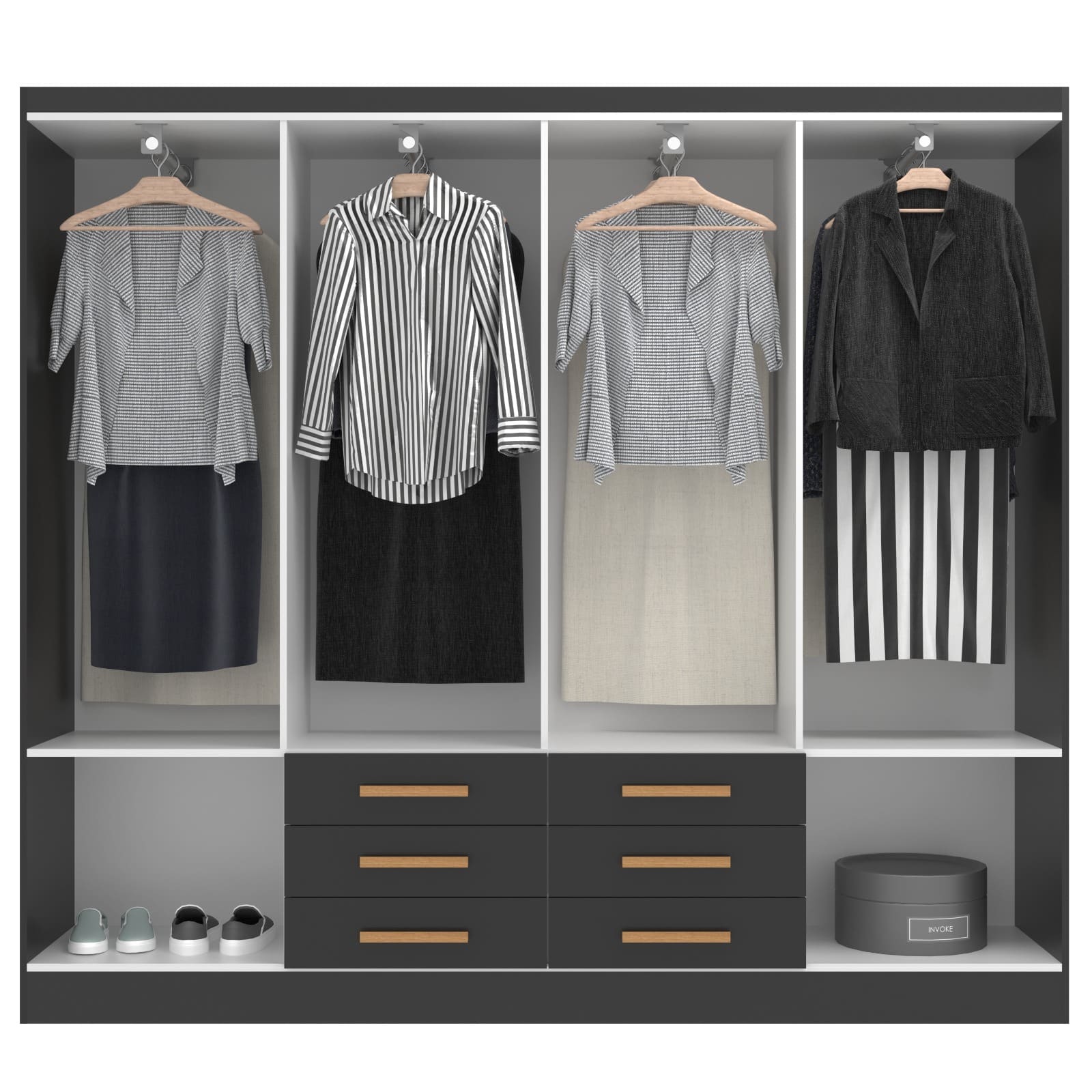 GUARDA ROUPA PARIS 1.85 COM 8 PORTAS 6 GAVETAS – EVIDÊNCIA BRANCO