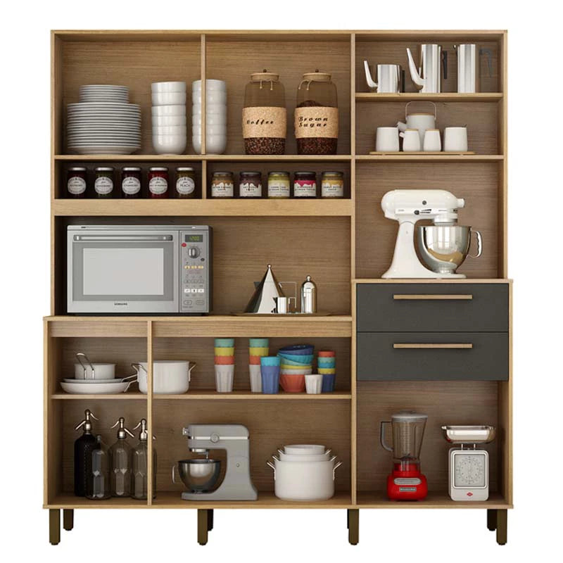 Armário Fortaleza 07 Portas 02 Gavetas Cinamomo/Grafite Larg.1.80m Valdemoveis - Móveis furniture