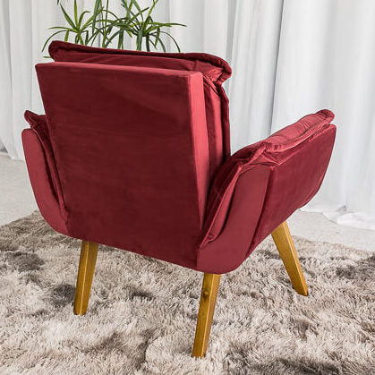 Poltrona Pérola Base Fixa Veludo Bordô - Móveis furniture